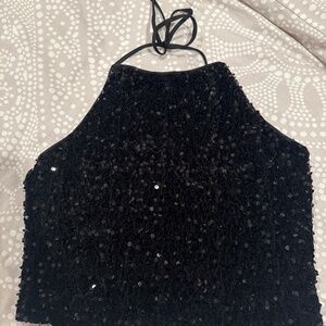 Vero Mora Black Sequined Halter Top size medium
